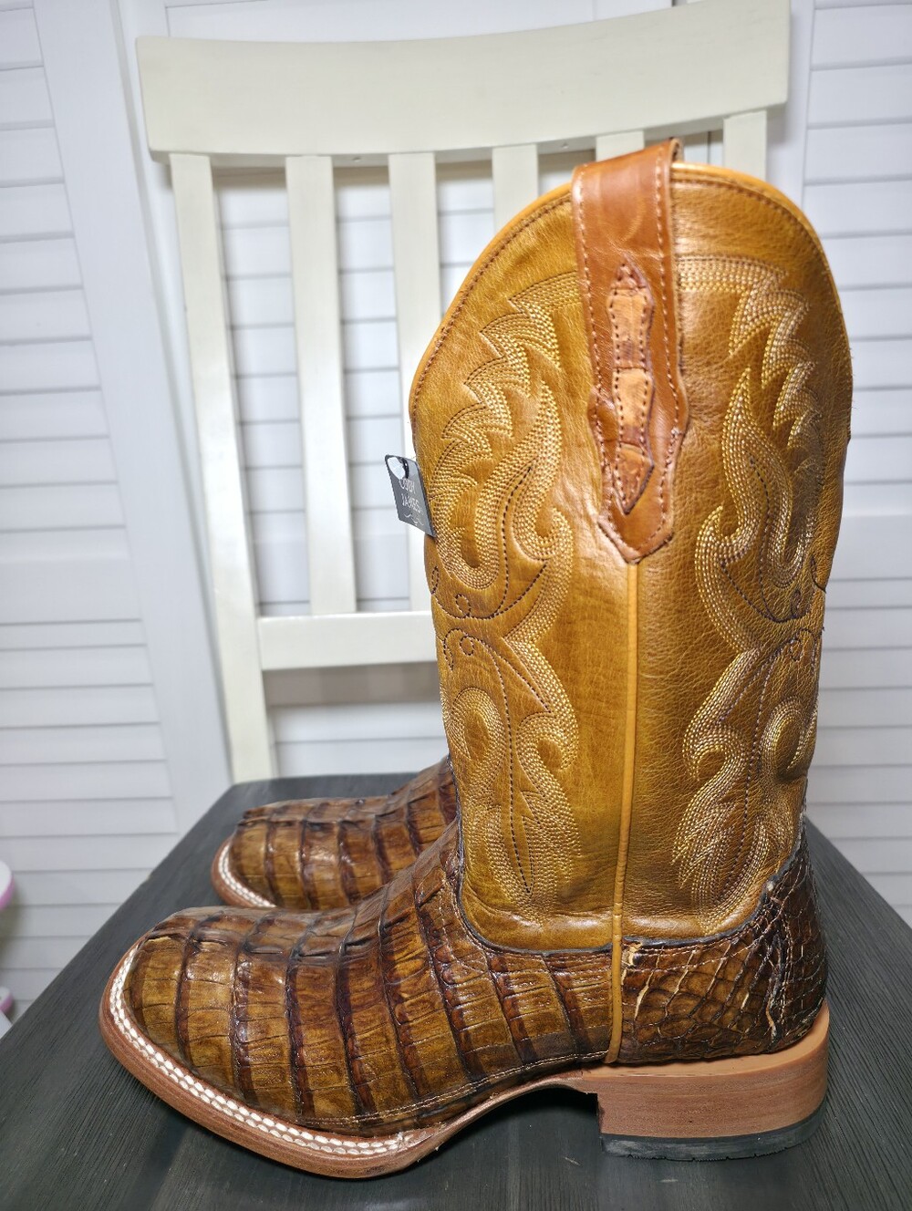 Cody James Caiman Tail Skin Western Boot Square Toe BECJSP21L11 Mn Sz 8 D